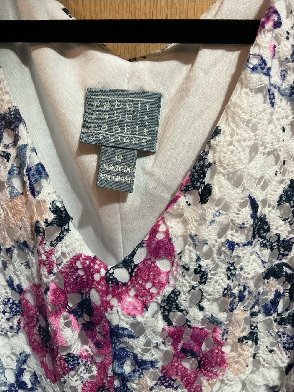 Rabbit Rabbit Rabbit Floral Lace Dress in White, Pink, Navy - Picture 4 of 5